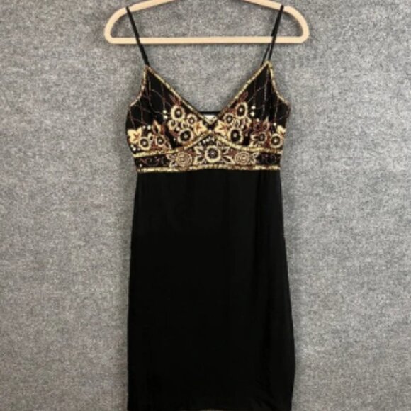 Vintage Y2K Sue Wong SILK MINI Dress Sleeveless Beaded Party Cocktail Size 8 - Picture 1 of 6